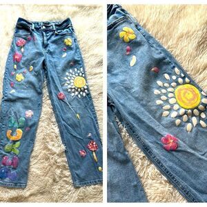 Wild Fable High Rise ‘Dad Jeans’ Hippie Boho Size 4 Boyfriend Loose Fit